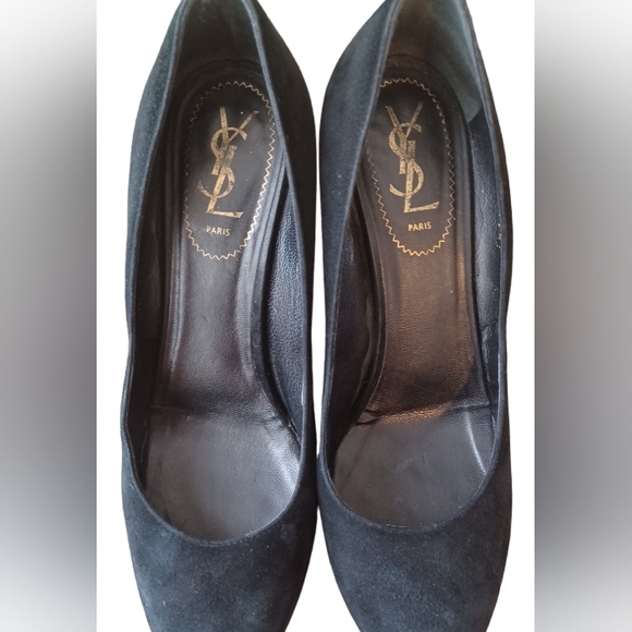 YSL Yves Saint Laurent Tribtoo Black Suede Leather Platform Pump - Picture 9 of 16